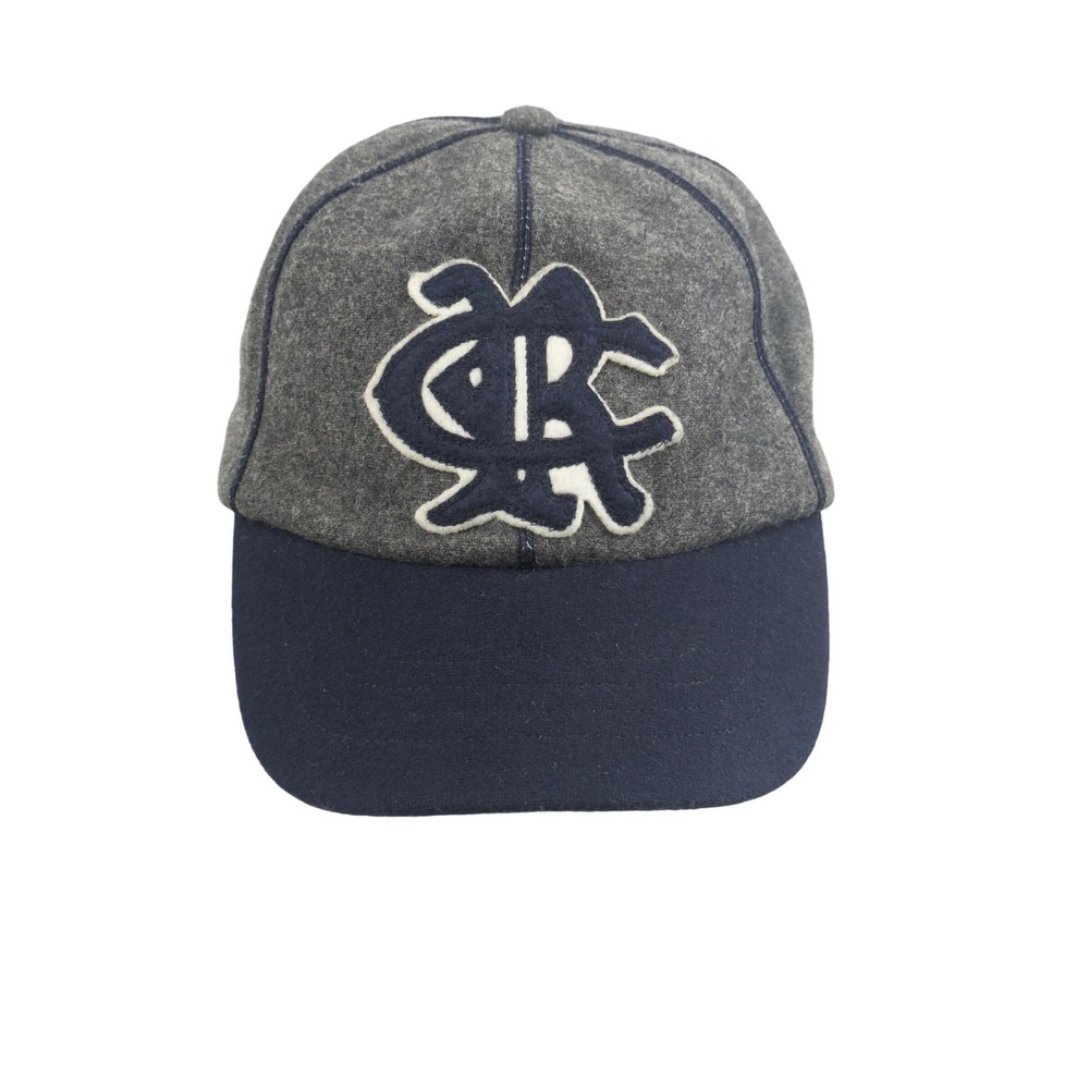 Polo Ralph Lauren Kids Wool Baseball Cap Gray Navy Felt‎ Logo One Size